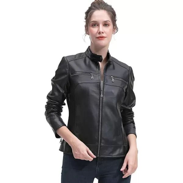 BGSD Women Zip Front New Zealand Lambskin Leather Jacket Regular amp Plus Size amp PetiteBlack