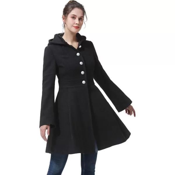 BGSD Women Zoe Fit amp Flare Hooded Wool Coat Regular amp Plus Size amp PetiteBlack