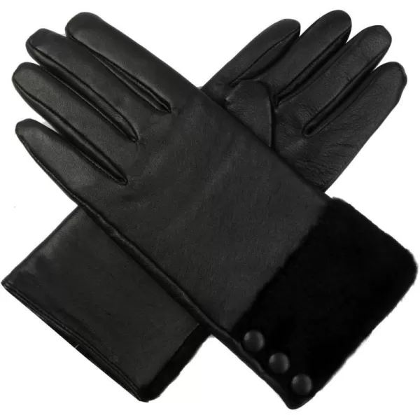 Luxury Lane Womens Lambskin Leather Gloves with Cashmere Lined Black MediumLuxury Lane Womens Lambskin Leather Gloves with Cashmere Lined Black Medium