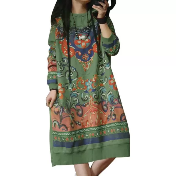 YESNO JCJ Women Casual Loose Ethnic Floral Hoodies Sweatshirts Jackets Long SleevePocketsYm7 Green