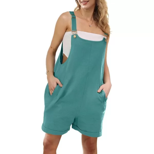 YESNO Womens Short Overalls Casual Summer Rompers Adjustable Buckled Straps Bib Shortalls with Pockets PG1Teal