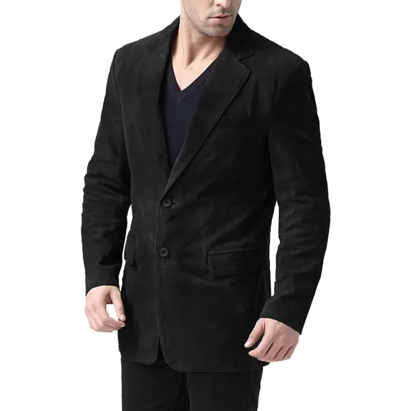 BGSD Men Cliff 2Button Suede Leather Blazer Sport Coat Jacket Also available in Big and Tall and ShortBlack