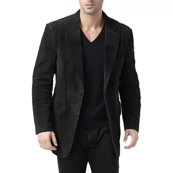 BGSD Men Cliff 2Button Suede Leather Blazer Sport Coat Jacket Also available in Big and Tall and ShortBlack