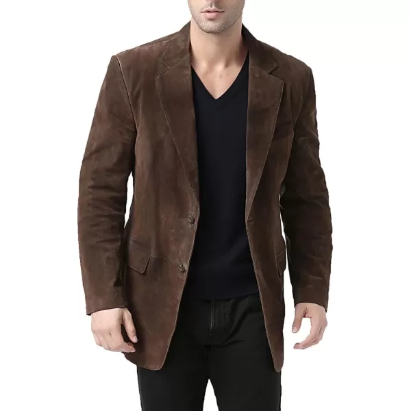 BGSD Men Cliff 2Button Suede Leather Blazer Sport Coat Jacket Also available in Big and Tall and ShortBrown