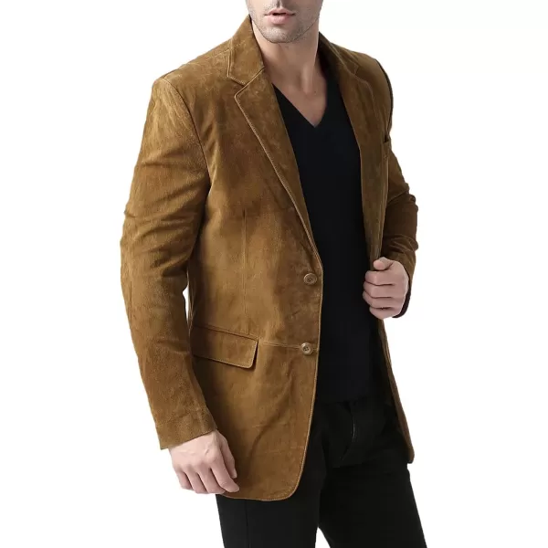 BGSD Men Cliff 2Button Suede Leather Blazer Sport Coat Jacket Also available in Big and Tall and ShortTobacco