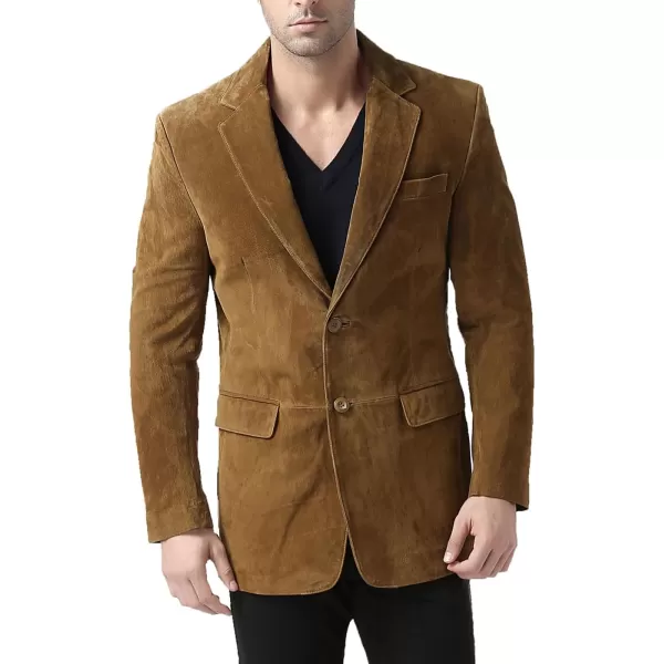 BGSD Men Cliff 2Button Suede Leather Blazer Sport Coat Jacket Also available in Big and Tall and ShortTobacco