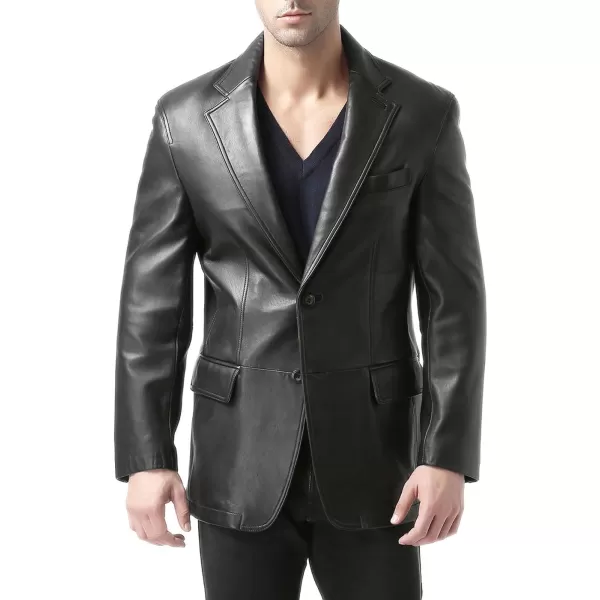 BGSD Men Jacob 2Button New Zealand Lambskin Leather Blazer Sport Coat Jacket Also available in Big and Tall and ShortBlack