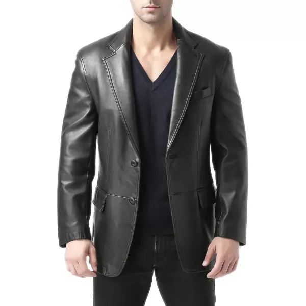 BGSD Men Jacob 2Button New Zealand Lambskin Leather Blazer Sport Coat Jacket Also available in Big and Tall and ShortBlack