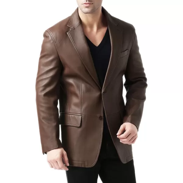 BGSD Men Jacob 2Button New Zealand Lambskin Leather Blazer Sport Coat Jacket Also available in Big and Tall and ShortCognac