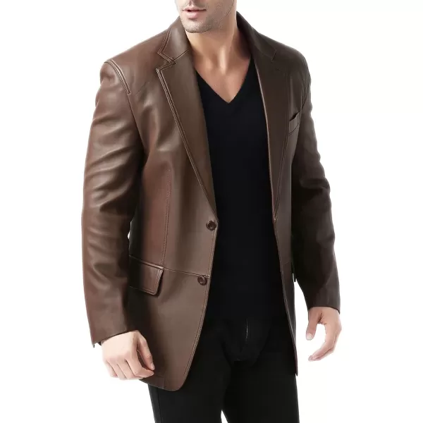 BGSD Men Jacob 2Button New Zealand Lambskin Leather Blazer Sport Coat Jacket Also available in Big and Tall and ShortCognac