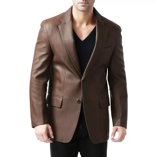 BGSD Men Jacob 2Button New Zealand Lambskin Leather Blazer Sport Coat Jacket Also available in Big and Tall and ShortCognac