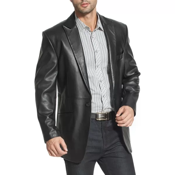 BGSD Men James 1Button Lambskin Leather Blazer Sport Coat Jacket Also available in Big and Tall and ShortBlack