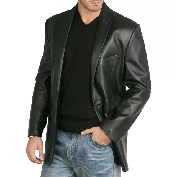 BGSD Men James 1Button Lambskin Leather Blazer Sport Coat Jacket Also available in Big and Tall and ShortBlack