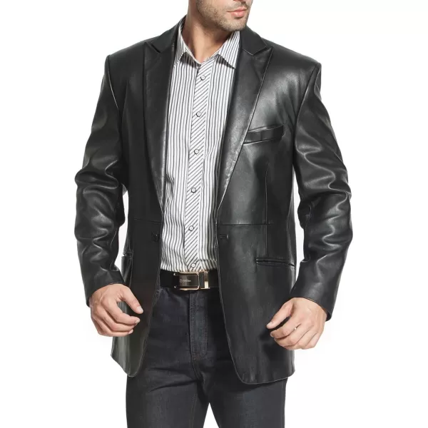 BGSD Men James 1Button Lambskin Leather Blazer Sport Coat Jacket Also available in Big and Tall and ShortBlack