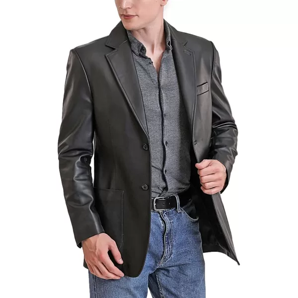 BGSD Men Kai 2Button Lambskin Leather Blazer Sport Coat Jacket Also available in Big and Tall and ShortBlack