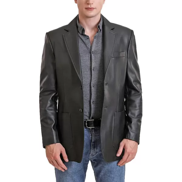 BGSD Men Kai 2Button Lambskin Leather Blazer Sport Coat Jacket Also available in Big and Tall and ShortBlack