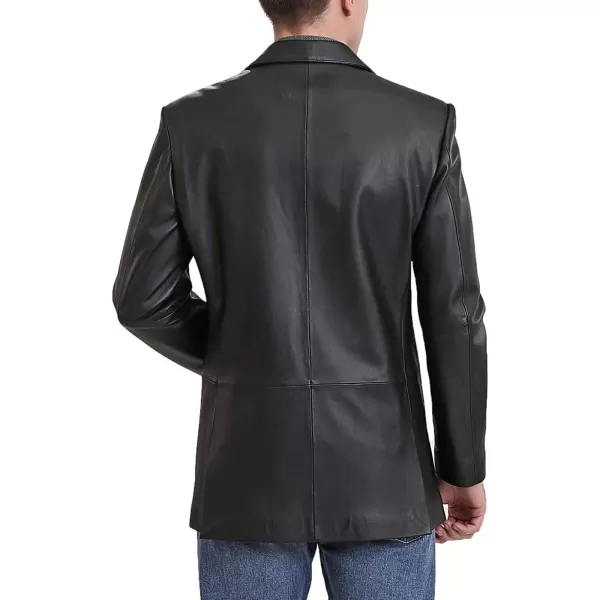 BGSD Men Leroy 3Button Lambskin Leather Blazer Sport Coat Jacket Also available in Big and Tall and ShortBlack