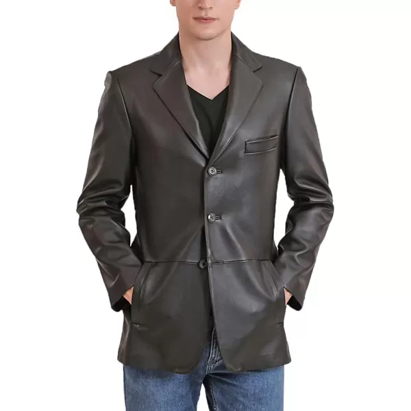 BGSD Men Leroy 3Button Lambskin Leather Blazer Sport Coat Jacket Also available in Big and Tall and ShortBrown