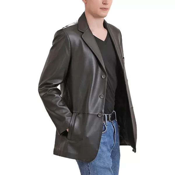 BGSD Men Leroy 3Button Lambskin Leather Blazer Sport Coat Jacket Also available in Big and Tall and ShortBrown