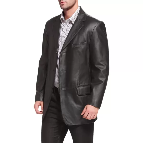 BGSD Men Liam 3Button Leather Blazer Sport Coat Jacket Also available in Big and Tall and ShortBlack