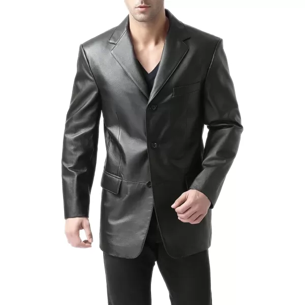 BGSD Men Liam 3Button Leather Blazer Sport Coat Jacket Also available in Big and Tall and ShortBlack