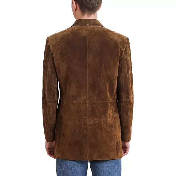 BGSD Men Liam 3Button Leather Blazer Sport Coat Jacket Also available in Big and Tall and ShortSuede Tobacco