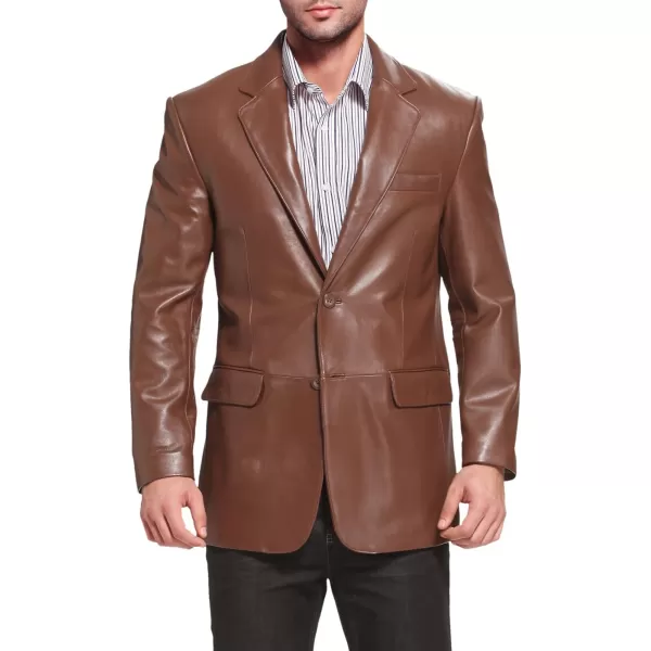 BGSD Men Richard Classic Leather Blazer Lambskin Sport Coat Jacket Regular Big ampamp Tall and ShortCognac