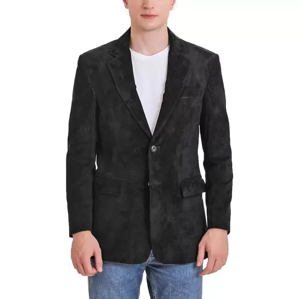 BGSD Men Richard Classic Leather Blazer Lambskin Sport Coat Jacket Regular Big ampamp Tall and ShortSuede Black