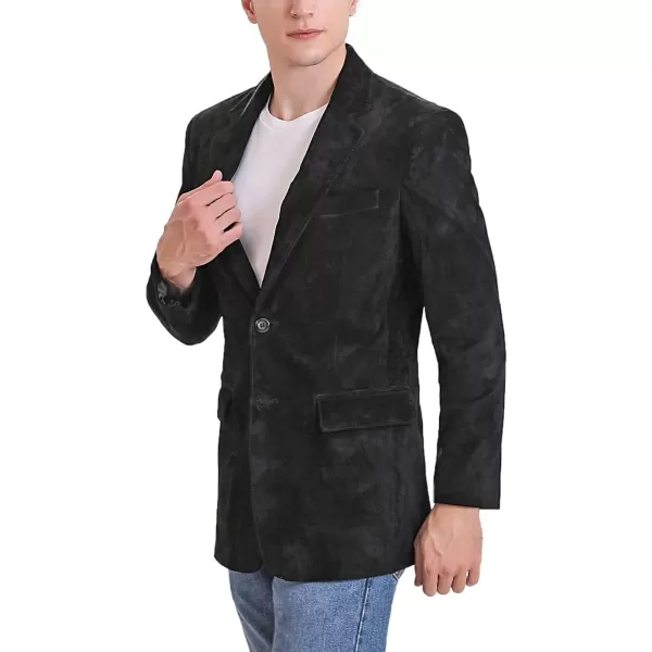 BGSD Men Richard Classic Leather Blazer Lambskin Sport Coat Jacket Regular Big ampamp Tall and ShortSuede Black