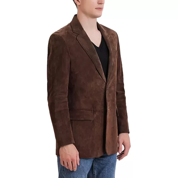 BGSD Men Richard Classic Leather Blazer Lambskin Sport Coat Jacket Regular Big ampamp Tall and ShortSuede Brown