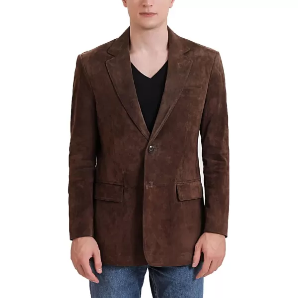 BGSD Men Richard Classic Leather Blazer Lambskin Sport Coat Jacket Regular Big ampamp Tall and ShortSuede Brown