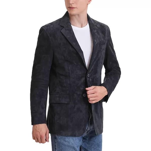 BGSD Men Richard Classic Leather Blazer Lambskin Sport Coat Jacket Regular Big ampamp Tall and ShortSuede Navy