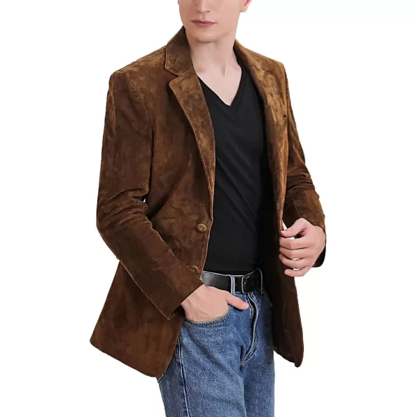 BGSD Men Richard Classic Leather Blazer Lambskin Sport Coat Jacket Regular Big ampamp Tall and ShortSuede Tobacco