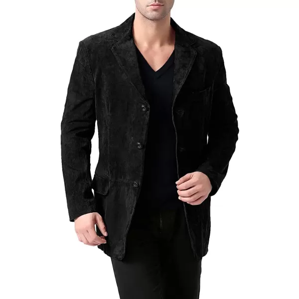 BGSD Men Robert 3Button Suede Leather Blazer Sport Coat Jacket Also available in Big and Tall and ShortBlack