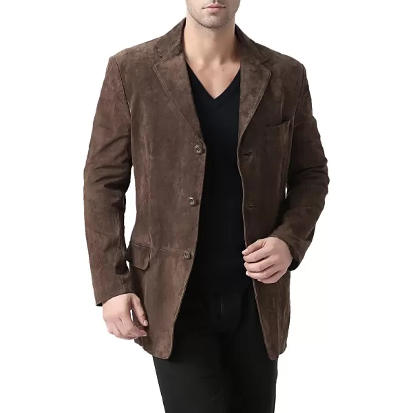 BGSD Men Robert 3Button Suede Leather Blazer Sport Coat Jacket Also available in Big and Tall and ShortBrown