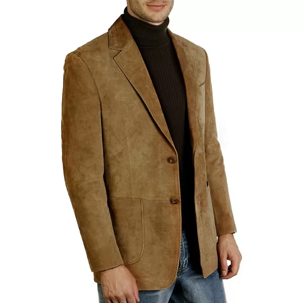 BGSD Men Steve 2Button Suede Leather Blazer Sport Coat Jacket Also available in Big and Tall and ShortCinnamon