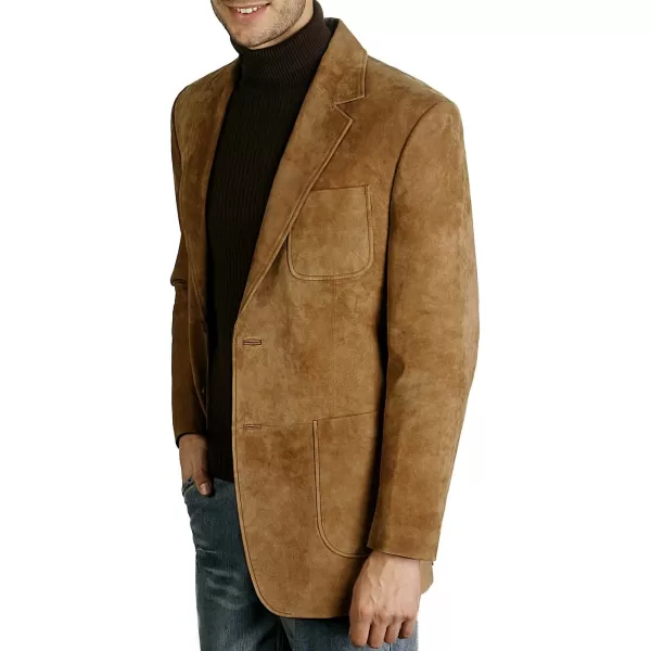 BGSD Men Steve 2Button Suede Leather Blazer Sport Coat Jacket Also available in Big and Tall and ShortCinnamon