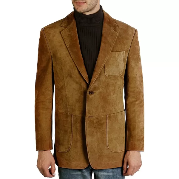 BGSD Men Steve 2Button Suede Leather Blazer Sport Coat Jacket Also available in Big and Tall and ShortCinnamon