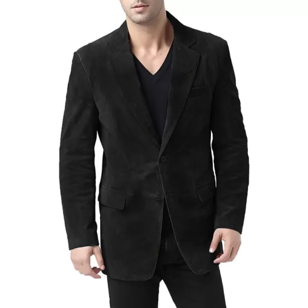 BGSD Men Cliff 2Button Suede Leather Blazer Sport Coat Jacket Also available in Big and Tall and ShortBlack