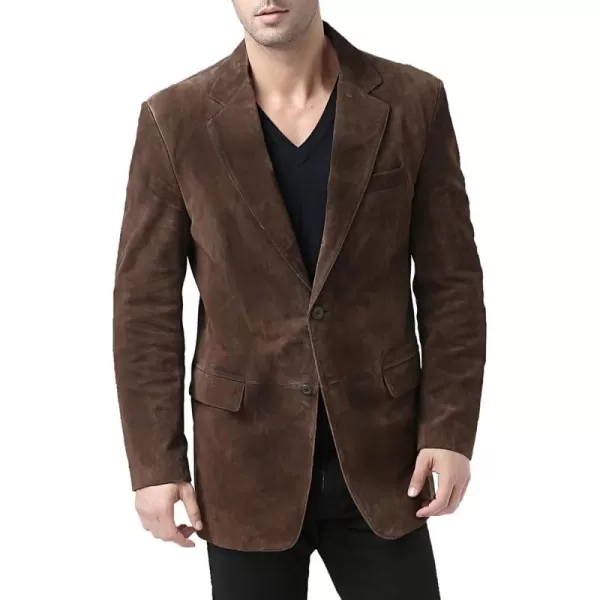 BGSD Men Cliff 2Button Suede Leather Blazer Sport Coat Jacket Also available in Big and Tall and ShortBrown