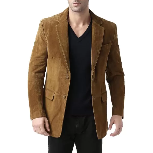 BGSD Men Cliff 2Button Suede Leather Blazer Sport Coat Jacket Also available in Big and Tall and ShortTobacco