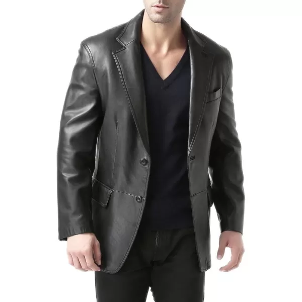 BGSD Men Jacob 2Button New Zealand Lambskin Leather Blazer Sport Coat Jacket Also available in Big and Tall and ShortBlack