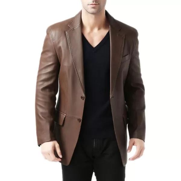 BGSD Men Jacob 2Button New Zealand Lambskin Leather Blazer Sport Coat Jacket Also available in Big and Tall and ShortCognac