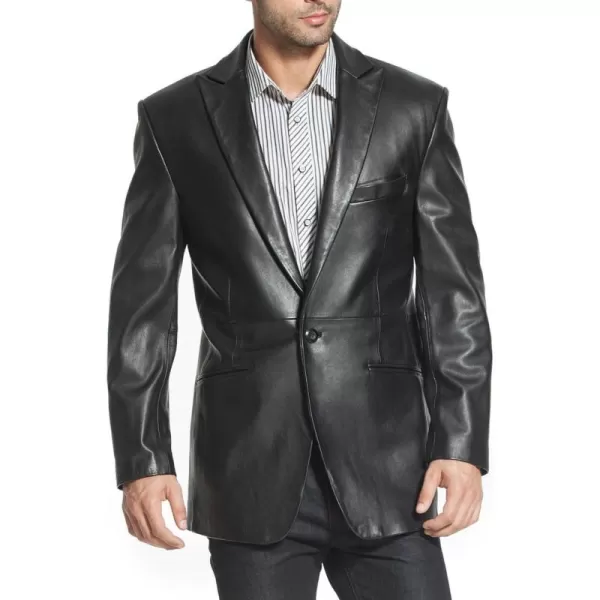 BGSD Men James 1Button Lambskin Leather Blazer Sport Coat Jacket Also available in Big and Tall and ShortBlack