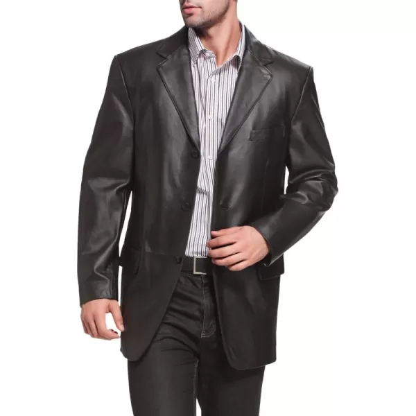 BGSD Men Liam 3Button Leather Blazer Sport Coat Jacket Also available in Big and Tall and ShortBlack