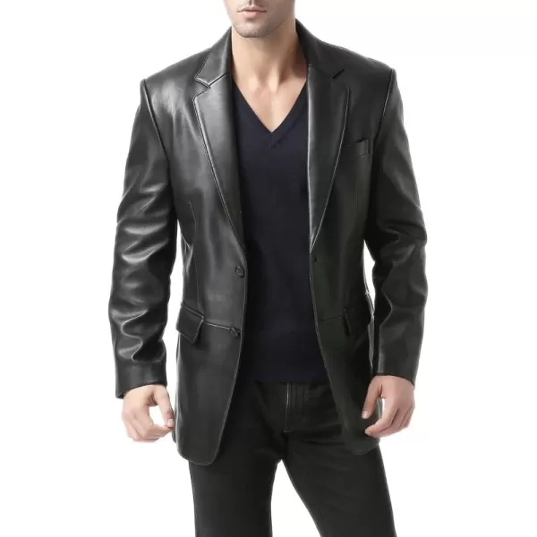 BGSD Men Richard Classic Leather Blazer Lambskin Sport Coat Jacket Regular Big ampamp Tall and ShortBlack