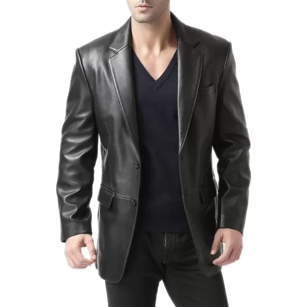 BGSD Men Richard Classic Leather Blazer Lambskin Sport Coat Jacket Regular Big ampamp Tall and ShortBlack Black