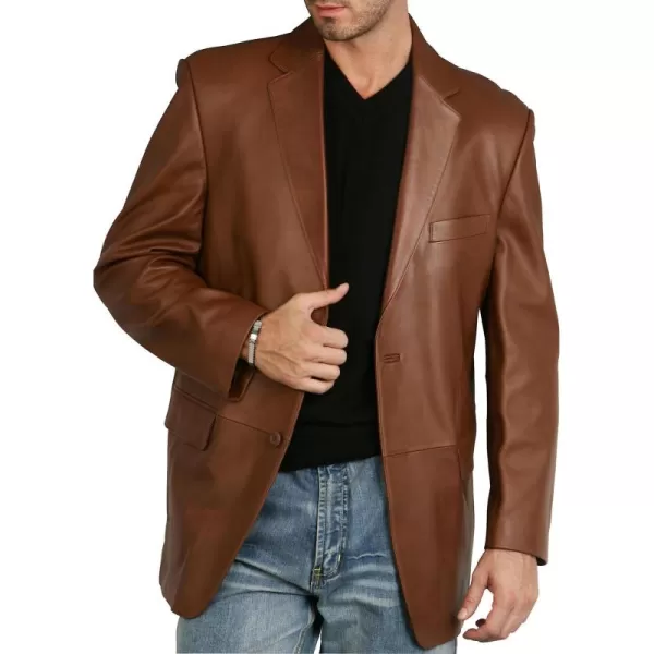 BGSD Men Richard Classic Leather Blazer Lambskin Sport Coat Jacket Regular Big ampamp Tall and ShortCognac