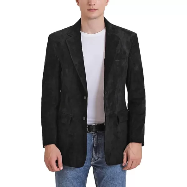 BGSD Men Richard Classic Leather Blazer Lambskin Sport Coat Jacket Regular Big ampamp Tall and ShortSuede Black