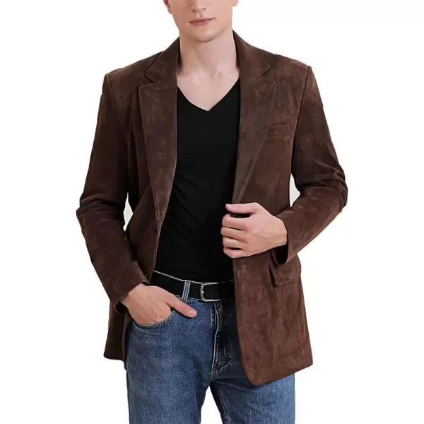 BGSD Men Richard Classic Leather Blazer Lambskin Sport Coat Jacket Regular Big ampamp Tall and ShortSuede Brown